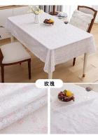 Mantel de mesa de comedor rectangular semitransparente de PVC suave impreso de plástico blanco, mantel resistente al calor - details 9