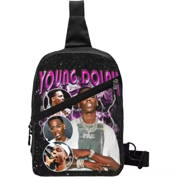 Bolso Negro para Hombre Bolso de Pecho Plegable Bolso de Hombro Divertido para Senderismo - 1