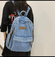 Nueva moda simple tendencia mochila de gran capacidad bolsa de mezclilla duradera universidad escuela secundaria junior escuela secundaria bolsa de estudiante - details 18