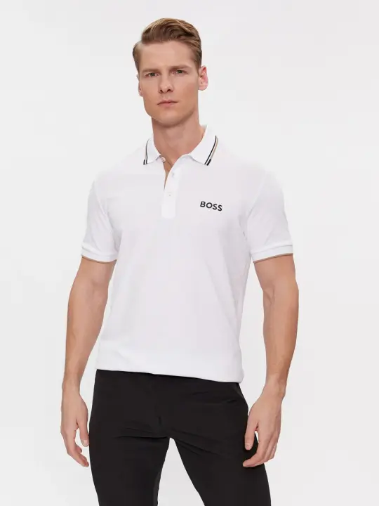Camisetas Polo para Hombres BOSS Algodón Blanco Manga Corta Moda de Alta Calidad - 1