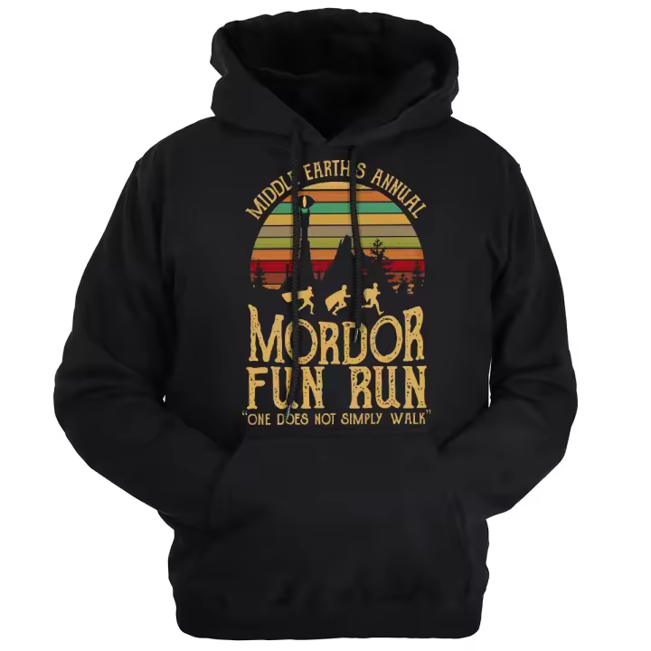 Sudadera con capucha de algodón de marca para hombre, Mordor fun run, un hombre no solo camina, sudadera, ropa de calle, otoño invierno 24 - 1
