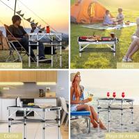 Mesa de Camping Plegable Portátil 60x40x25.4/49/67cm Altura Ajustable Impermeable Negro - details 13