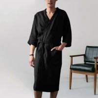 Camisón de algodón y lino para hombre, bata japonesa de primavera y verano, ropa de baño al vapor - details 3