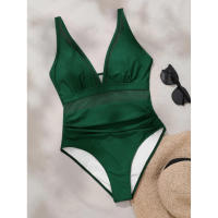 Bañador negro de una pieza para mujer, traje de baño de realce con Control de barriga, Tankini de una pieza - details 22