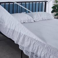 Elegante falda de cama bordada en blanco, resistente a las arrugas y a la decoloración, 15 pulgadas de altura - details 8