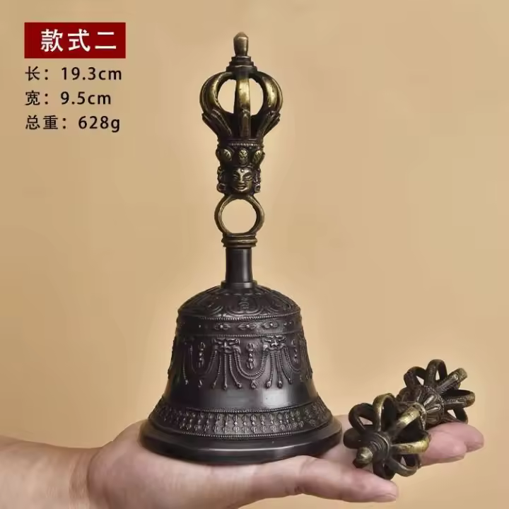 Varios tipos de cinco cobre puro Nepal tibetano nueve hebras Xizang hogar campana diamante mortero - 1
