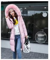 Abrigo de plumón para mujer, chaqueta de invierno con cuello de piel grande, chaqueta gruesa ajustada, Chaqueta de algodón con capucha a la moda, chaqueta larga de invierno para mujer - details 12