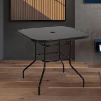 Mesa de jardín Mesa de comedor al aire libre Mesa de centro de vidrio templado Mesa de patio con orificio para sombrilla (cuadrado-80 x 80 x 72 cm) - details 5