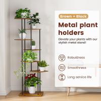 8 Niveles 131cm Estante para Plantas de Madera y Metal Estante de Esquina para Múltiples Macetas Soporte para Plantas Interior Adecuado para Exterior, Balcón, Sala, Oficina, Negro - details 8