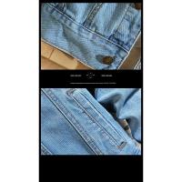 Chaquetas vaqueras lisas para hombre, chaquetas vaqueras Vintage a la moda para moto, abrigos informales de algodón ajustados en negro y azul para otoño 2024 - details 8