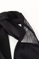 OUWU- Moda Mujer Sexy Slim Encaje Empalme Ver A Través Halter Vestido Francés Negro Sin Mangas Cuello Vestido Fiesta Bata - details 6