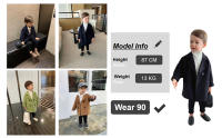 Chaqueta de Tweed verde aguacate con solapa para niños y niñas, abrigo de lana mediano, cálido - details 4