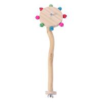 Bolas giratorias de madera, soporte interactivo para pájaros, cuidado de los dientes coloridos, pararrayos giratorio para loros, varilla de madera Natural - details 9