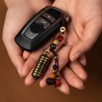 Llavero De Cuerda De Cuero Y Latón Con Sutra Budista Tíbetano Para Coche Colgante De Suerte Joyería Lanyard Para Bolsos Vintage Unisex - details 0