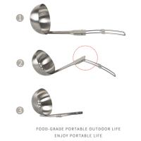 Cuchara plegable de acero inoxidable para exteriores, cucharón para sopa, utensilios de cocina para senderismo, mochilero, Viajes - details 2