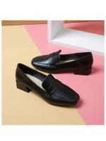 Zapatos sencillos de piel para mujer, con punta cuadrada y tacón grueso y poco profundo, mocasines de suela blanda, con aumento de altura, 2025 - details 7