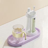 Soporte para cepillo de dientes ajustable a prueba de polvo, juego de soporte para cepillo de dientes de plástico que ahorra espacio con taza para enjuague bucal - details 7