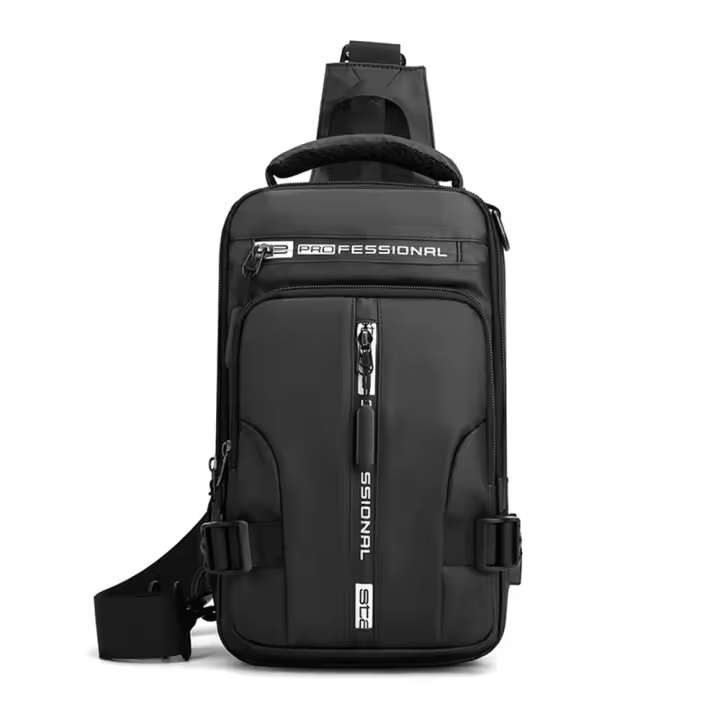 Bandolera impermeable con una correa, bolso ligero antirrobo de nailon con puerto de carga USB para senderismo - 1