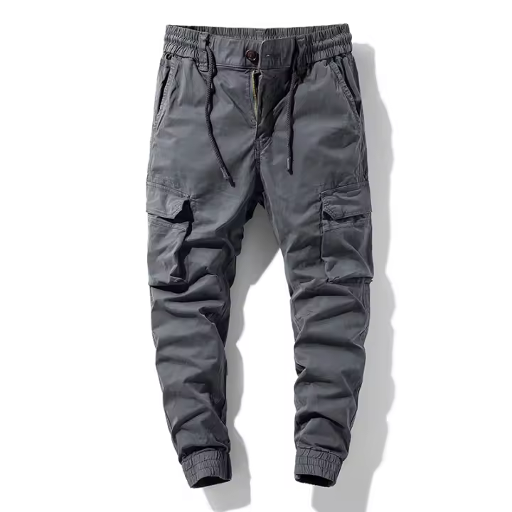 Pantalones de chándal versátiles para hombre, pantalón Cargo informal, sencillo, a la moda, para otoño e invierno, color liso, con múltiples bolsillos, para exteriores - 1