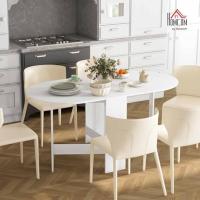 Cocina Plegable Ovalada con Alas Abatibles Estilo Moderno 163x80x75 cm Blanco - details 1