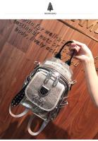 Mochila Super Pop para mujer, nueva moda, Mochila pequeña de estilo occidental de alta calidad, bolso de tres usos TrendyinsSilver - details 2