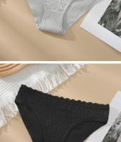 Ropa Interior de Algodón Para Mujer, Bragas de 1 piezas en M-XL, Rosa Gris, Blanco, Negro, Calzoncillos de Tiro Bajo, Lencería Suave y cómoda - details 6