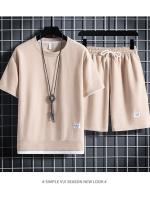 Conjunto De Verano Para Hombre Camiseta Y Shorts Deportivos Casual Color Sólido Talla Grande Estilo Libre Sin Cierre - details 3
