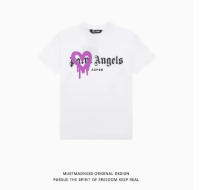 Palm Angels love dissolve heart graffiti letras hombre y mujer camiseta cuello redondo suelto manga corta verano - details 1
