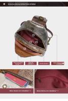 Bolso de pecho de cuero genuino de estilo étnico Niucunzh Bolso cruzado vintage para mujeres con capa superior de cuero de vaca y parches - details 4