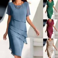 Vestidos elegantes de verano para mujer, Vestidos cortos De Fiesta De gasa con cuello redondo y retazos, 2024 - details 1