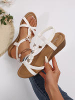 Sandalias de cuña para mujer 2025 Sandalias bohemias de moda con cuentas de punta abierta y punta redonda estilo coreano de verano - details 2