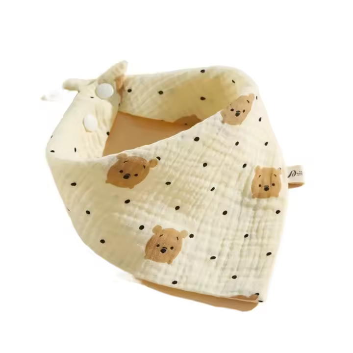 Baberos de muselina con estampado para bebé, paño con botón a presión, toalla de Saliva de algodón de Color sólido, paños suaves para eructar, 1 unidad, 3 piezas, 6 piezas - 1