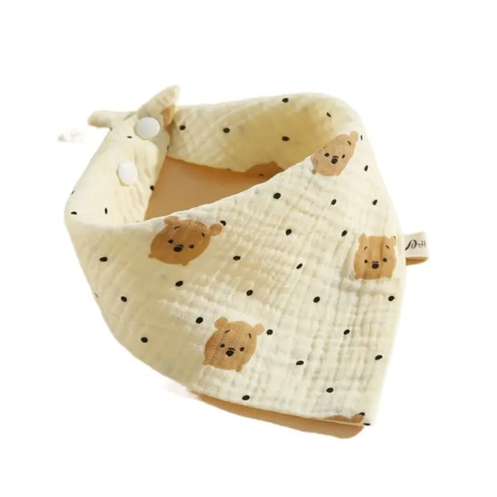 Baberos de muselina con estampado para bebé, paño con botón a presión, toalla de Saliva de algodón de Color sólido, paños suaves para eructar, 1 unidad, 3 piezas, 6 piezas - 1