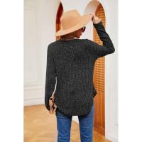 Jersey de manga larga para mujer, camiseta holgada con cuello redondo, tops de Color sólido, otoño e invierno, nuevo - details 27