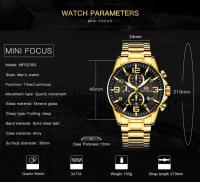 Reloj de lujo para hombre dorado, esfera grande y llamativa, luminoso, resistente al agua, de acero inoxidable, éxito de ventas en Oriente Medio para hombre de negocios. - details 2