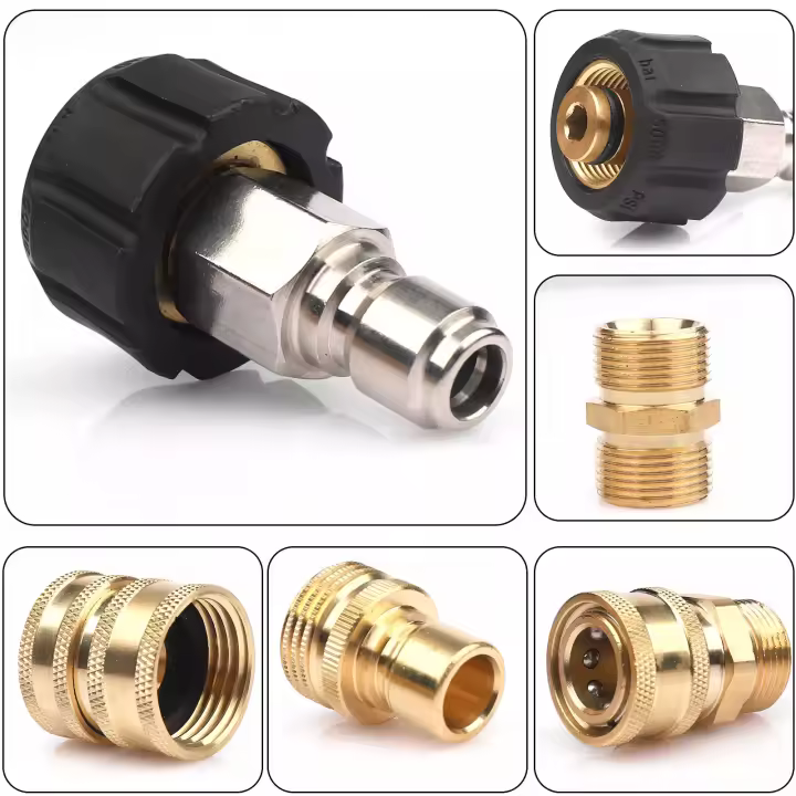 Juego de adaptadores para lavadora a presión de 9 piezas, Kit de desconexión rápida, giro M22 a conexión de 3/8 pulgadas - 1
