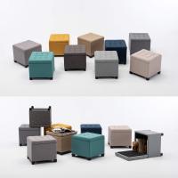 almacenamiento, forma de cubo, 45 cm, de lino, asiento acolchado con tapa - details 5