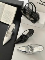 Bolsa de tacón fino de charol puntiagudo cabeza media zapatillas mujer desgaste nueva plata tacón alto medio Toller zapatos individuales - details 16