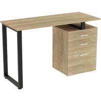 Escritorio Moderno de Madera y Acero 3 Cajones, Porta Ordenador, Diseño de Mesa de Trabajo, 120 x 50 x 75 cm, Decoración para Casa y Oficina - details 6