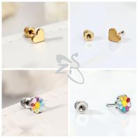 ZS-pendientes de tuerca de acero inoxidable para niños y mujeres, joyería de Piercing de hélice de cartílago, flor linda, mariposa, 1 pieza, 20G - details 8