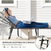 Plegable Jardín Exterior con Respaldo Ajustable Reposacabezas Bolsillo Lateral Banja y Estructura Acero Carga 120 kg para Terraza Piscina Playa 190x60x31 cm Crema - details 5