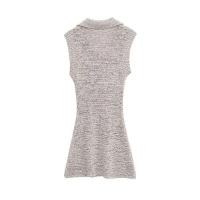 Vestido casual sin mangas de verano 2025 con solapa decorada con lazo, chaleco de mujer, falda corta. - details 2