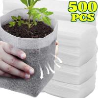 100/500 piezas de bolsas de cultivo de plantas de vivero de semillas no tejidas biodegradables, herramientas de jardinería. - details 0