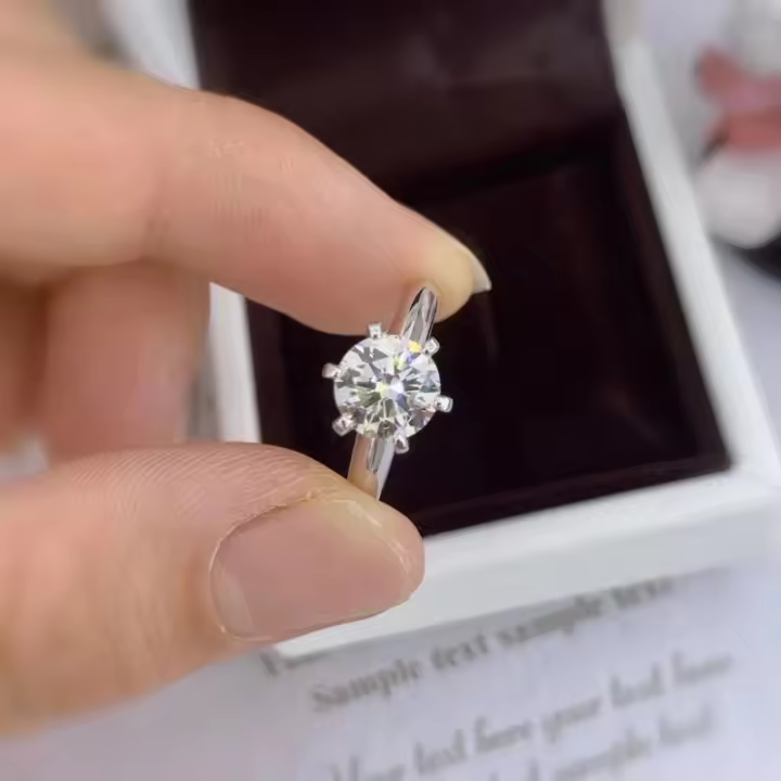 Anillo de moissanita para mujer T Home Classic Anillo vivo de seis garras de un quilate - 1