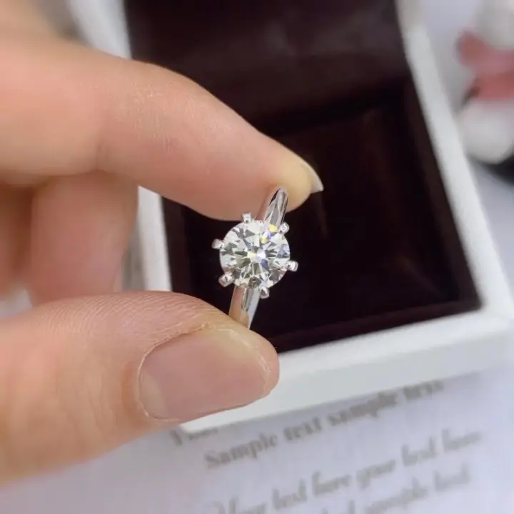 Anillo de moissanita para mujer T Home Classic Anillo vivo de seis garras de un quilate - 1