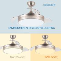 M Ledme - Ventilador de Techo con luz Led Messe 72W Blanco, Mando a Distancia, Bajo consumo, motor DC, 6 velocidades, Silencioso ,4 Aspas desplegables, función verano-invierno, temporizador - details 1