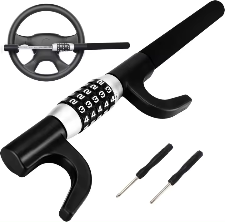 Antivol Voiture, Canne Antivol Voiture, Bloque Volant, Barre Antivol Robuste et sécurisé, universal (negro) - 1