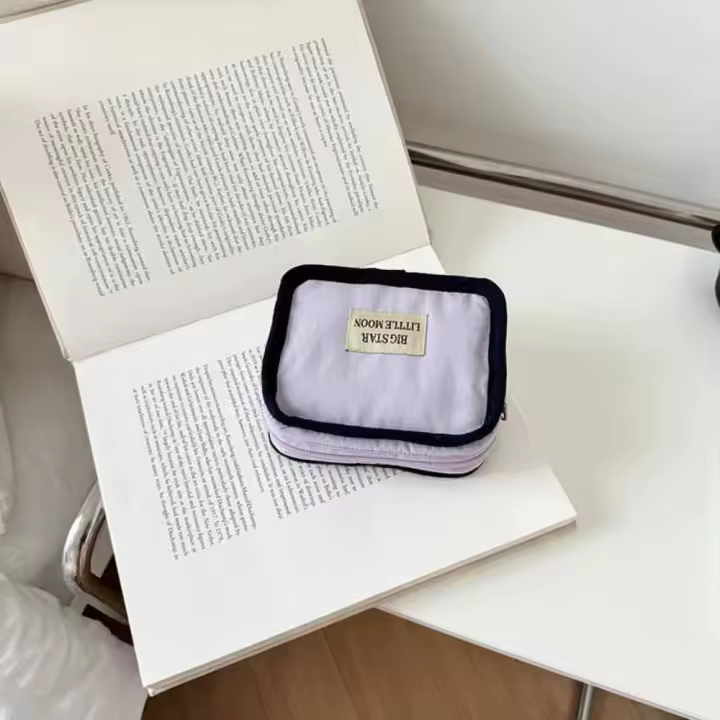 Bolsa de cosméticos portátil de Color contrastante, billetera de estilo coreano, monedero de Color sólido, bolsa con cremallera, bolsa de almacenamiento de pañuelos sanitarios suaves - 1