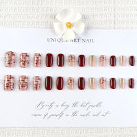 24pcs Uñas Postizas Simples Para Mujer Estilo Francés Cuadradas Cortas ABS Desmontables Conjunto De Parches De Uñas Para Oficina Y Fiestas - details 8