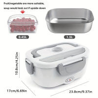 Fiambrera portátil 2 en 1 de acero inoxidable, color gris, para el hogar y el coche, 220 V, 1,5 L, 60 W. - details 1